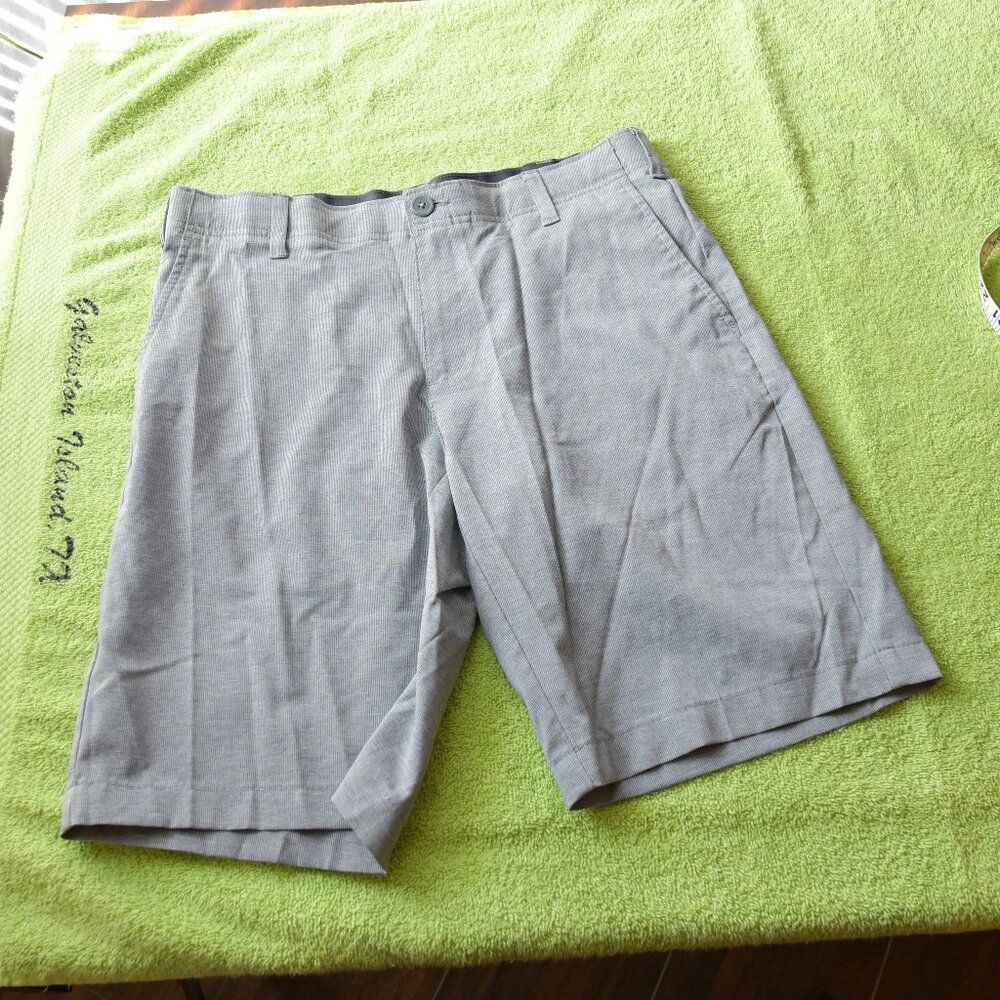 bcg Gray Stripped Men's Flat Front Shorts, Size 30W